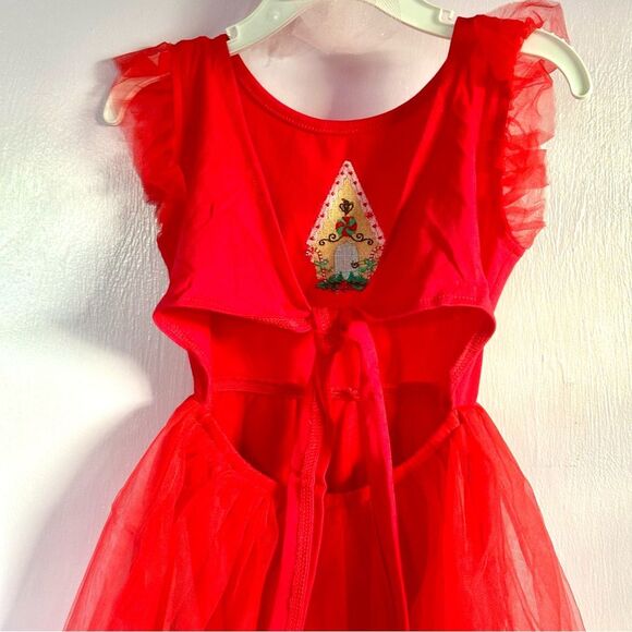 NWOT Christmas Gingerbread House Embroidered Toddler Dress Sz 3T Red - Picture 5 of 5